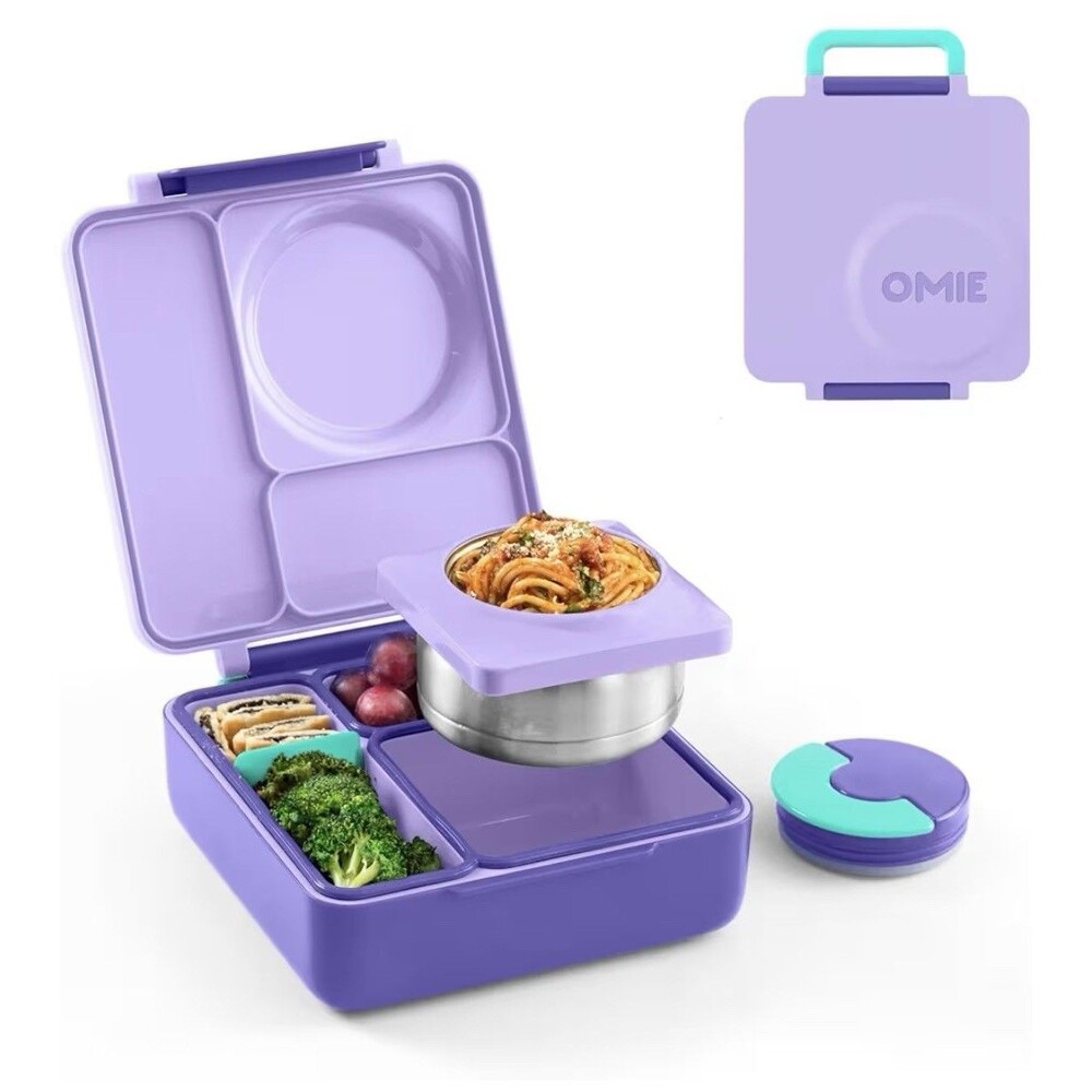 OmieBox Bento Kids Lunch Box Insulated Thermos Leakproof Food Container NEW Purp